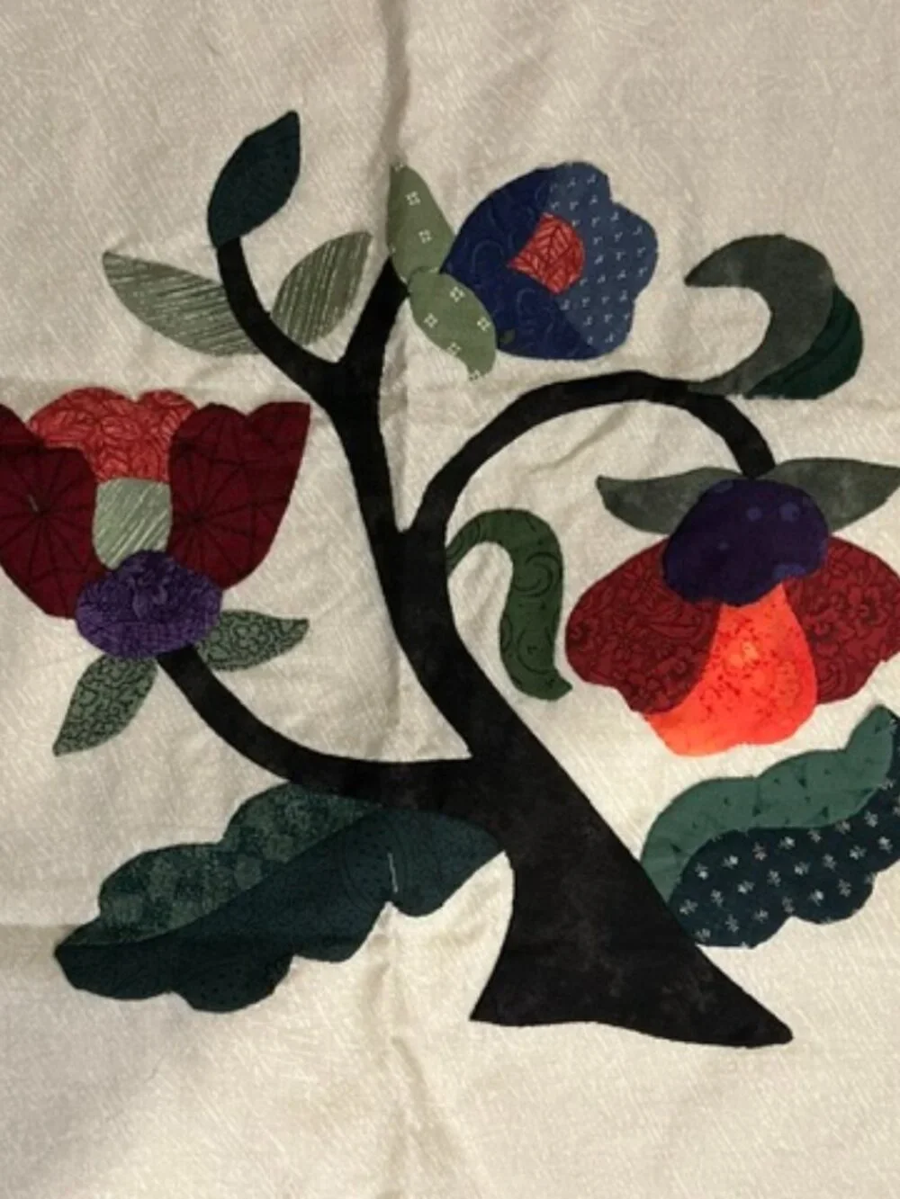 Project Ready, In-Progress, Handmade Floral Applique Block 18